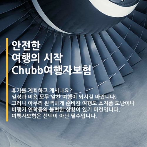 [전세계 해외여행객 대상] 안전한 여행의 시작 Chubb여행자 보험