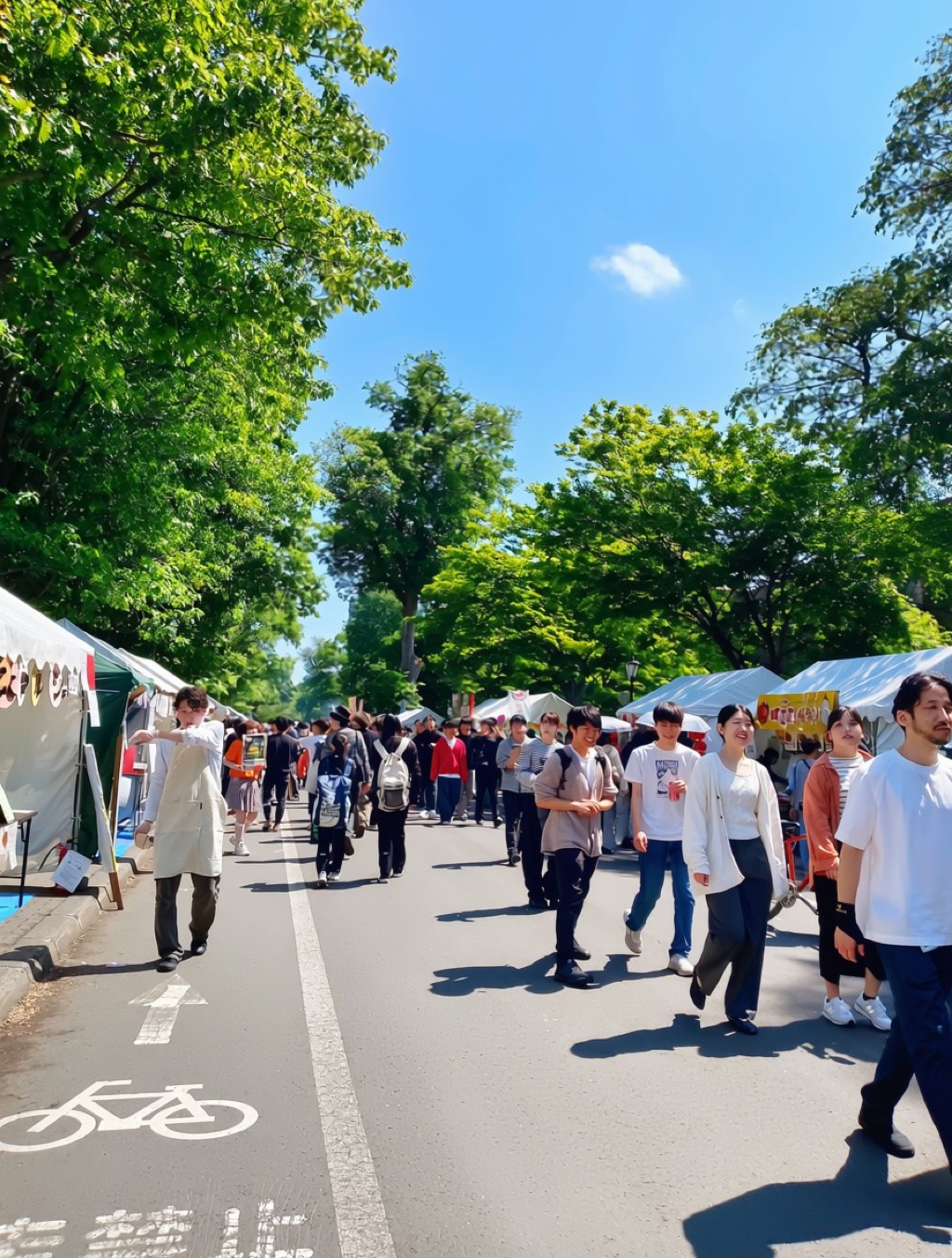 홋카이도대학 캠퍼스에서 열리는 北大祭 — 학생들이 준비한 포장마차와 부스