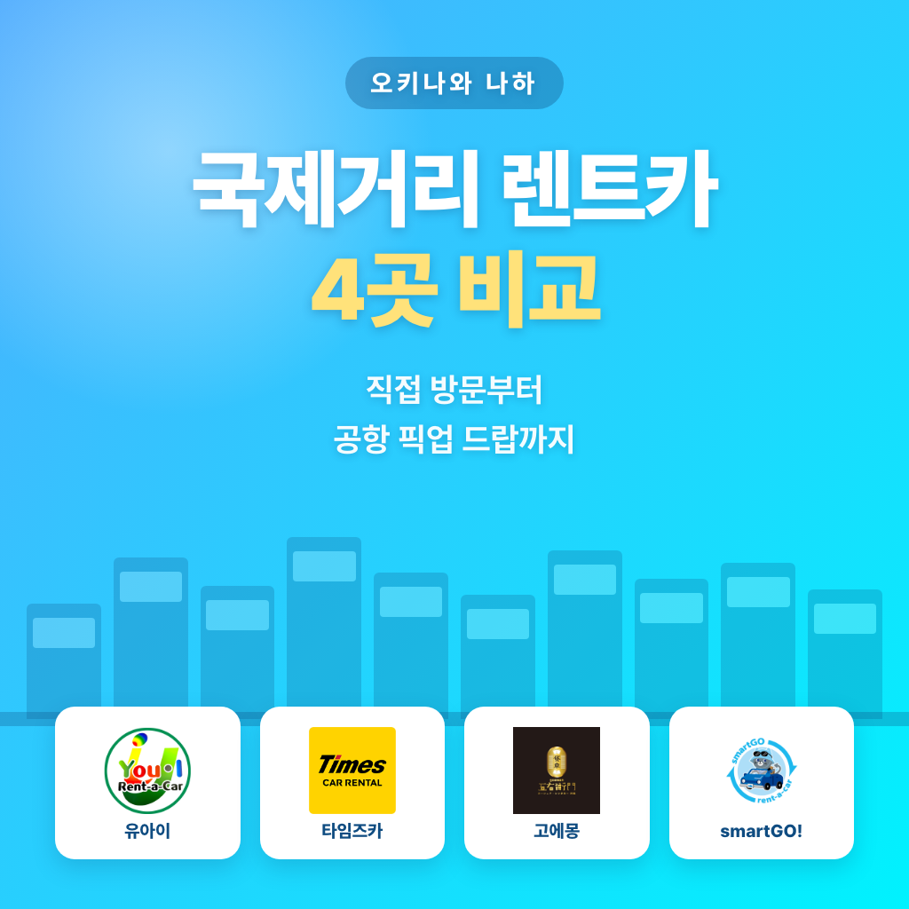국제거리 렌트카 4곳 비교 — 유아이·타임즈카·고에몽·smartGO 대표 이미지