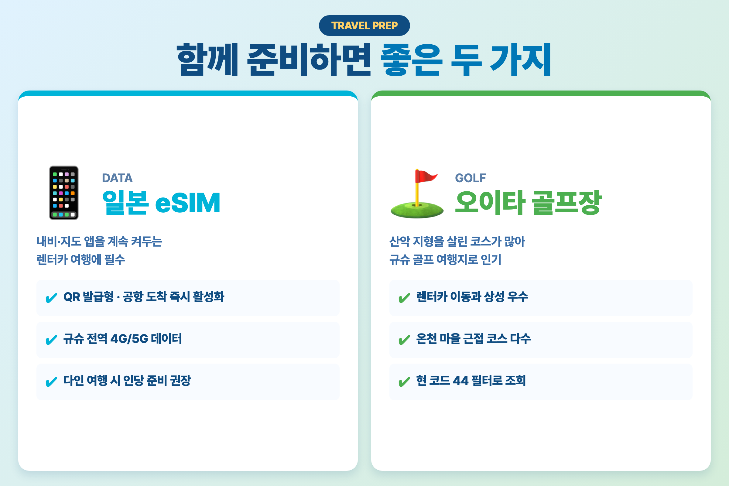 여행 준비 팁 — 일본 eSIM과 오이타 골프장 예약 안내